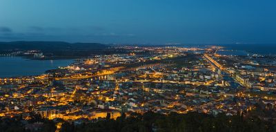 Sète from Mount Saint-Clair by night